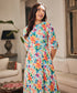 Half Puffed Sleeve Printed Maxi Dress